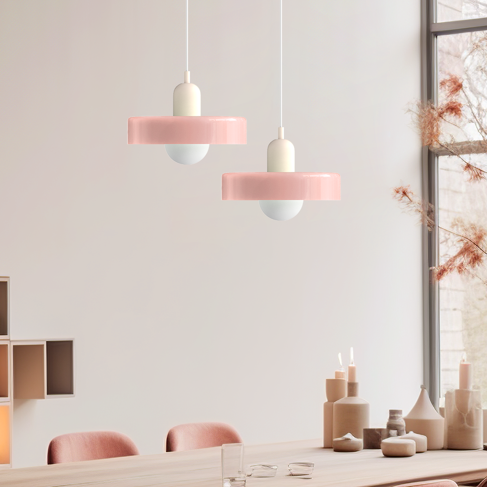 Morandi Disc Orb Bauhaus Colorful Glass Pendant Light - Cueteks