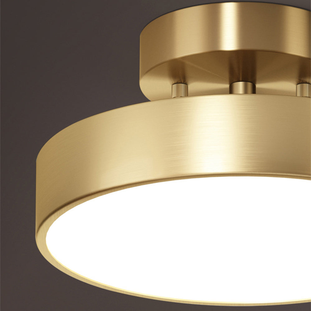 Simple Led Copper Semi Flush Mount Ceiling Light - Cueteks