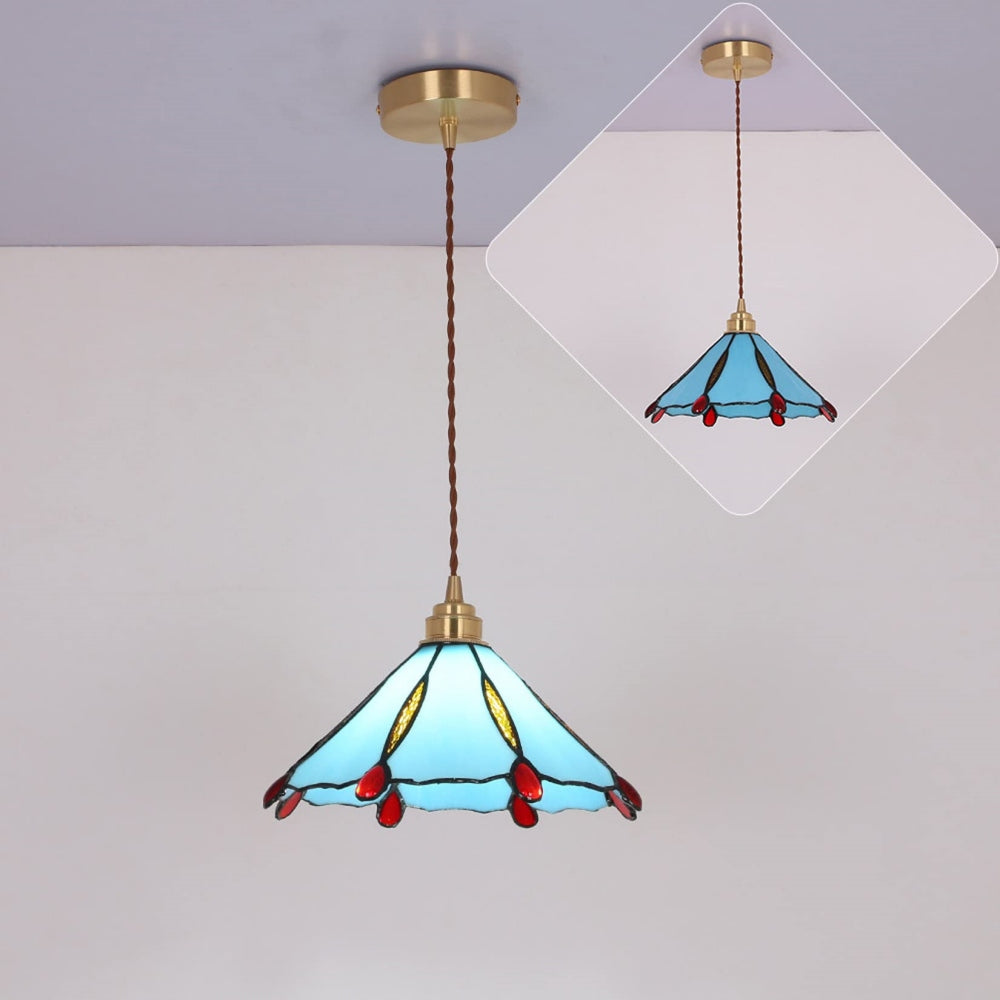 Retro Stained Glass Tiffany Pendant Light - Cueteks