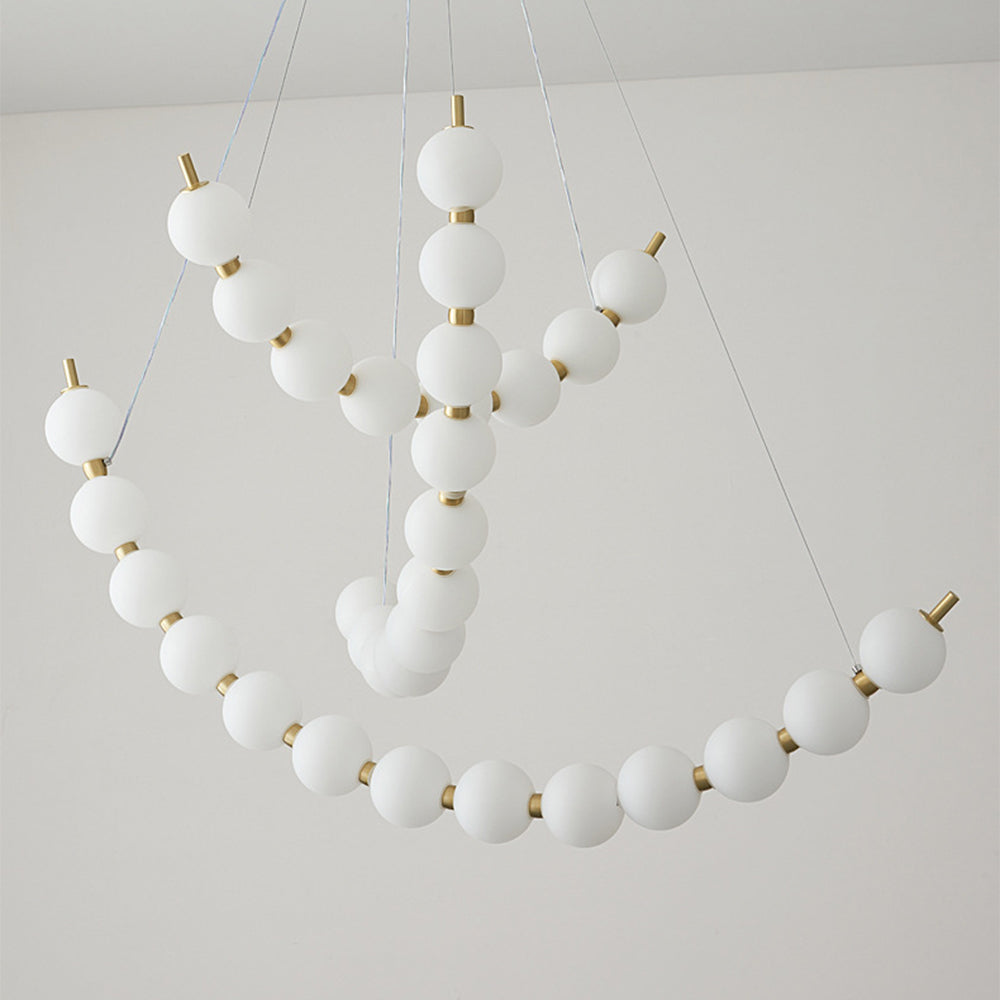 Unique Pearl Design White Ball LED Necklace Chandelier - Cueteks