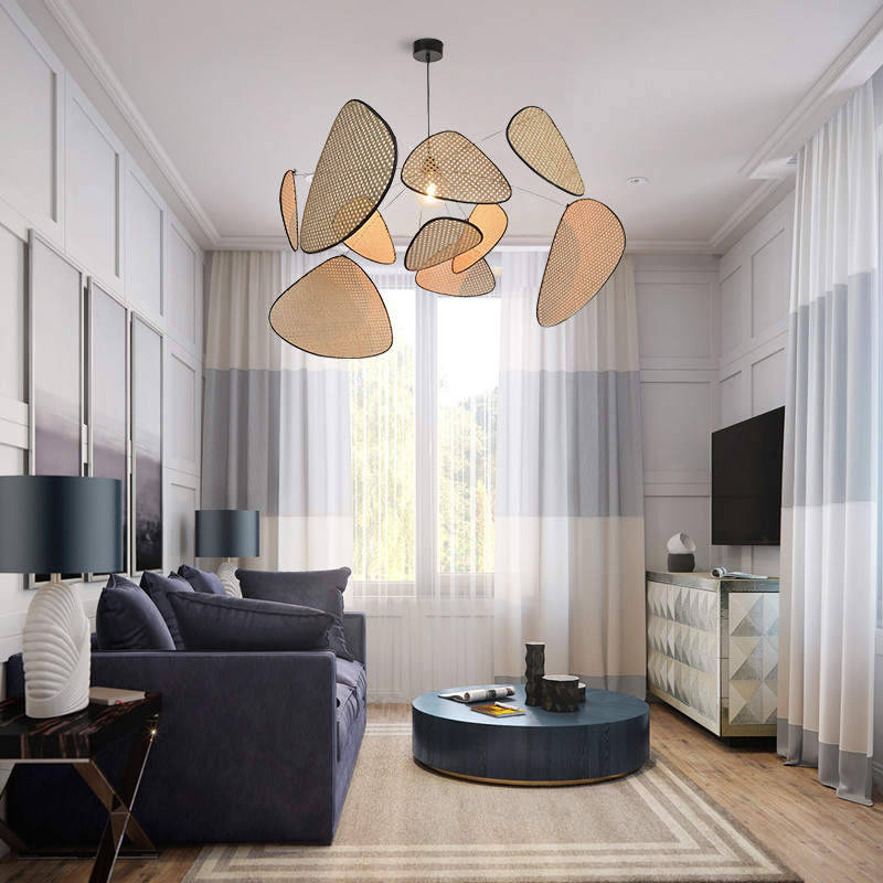 Modern Irregular Shape Rattan Kitchen Pendant Light - Cueteks