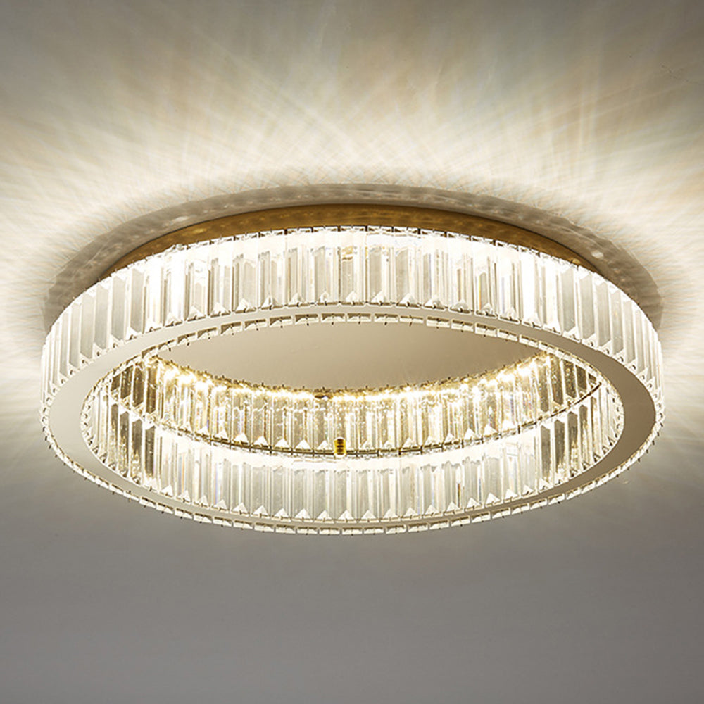Modern Circle Gold Crystal Ceiling Light - Cueteks