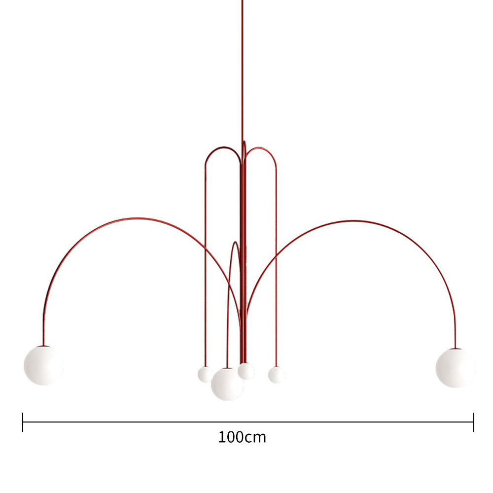 Red Art Deco Long Line Type Metal Pendant Light - Cueteks
