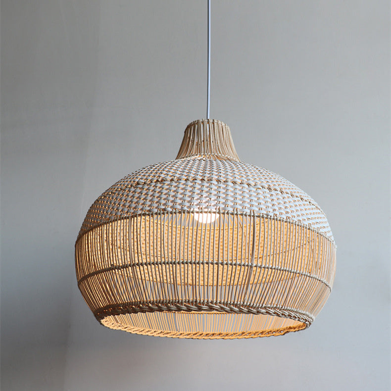 Rattan Kitchen Island Pendant Lighting Wicker Lamp Shade - Cueteks