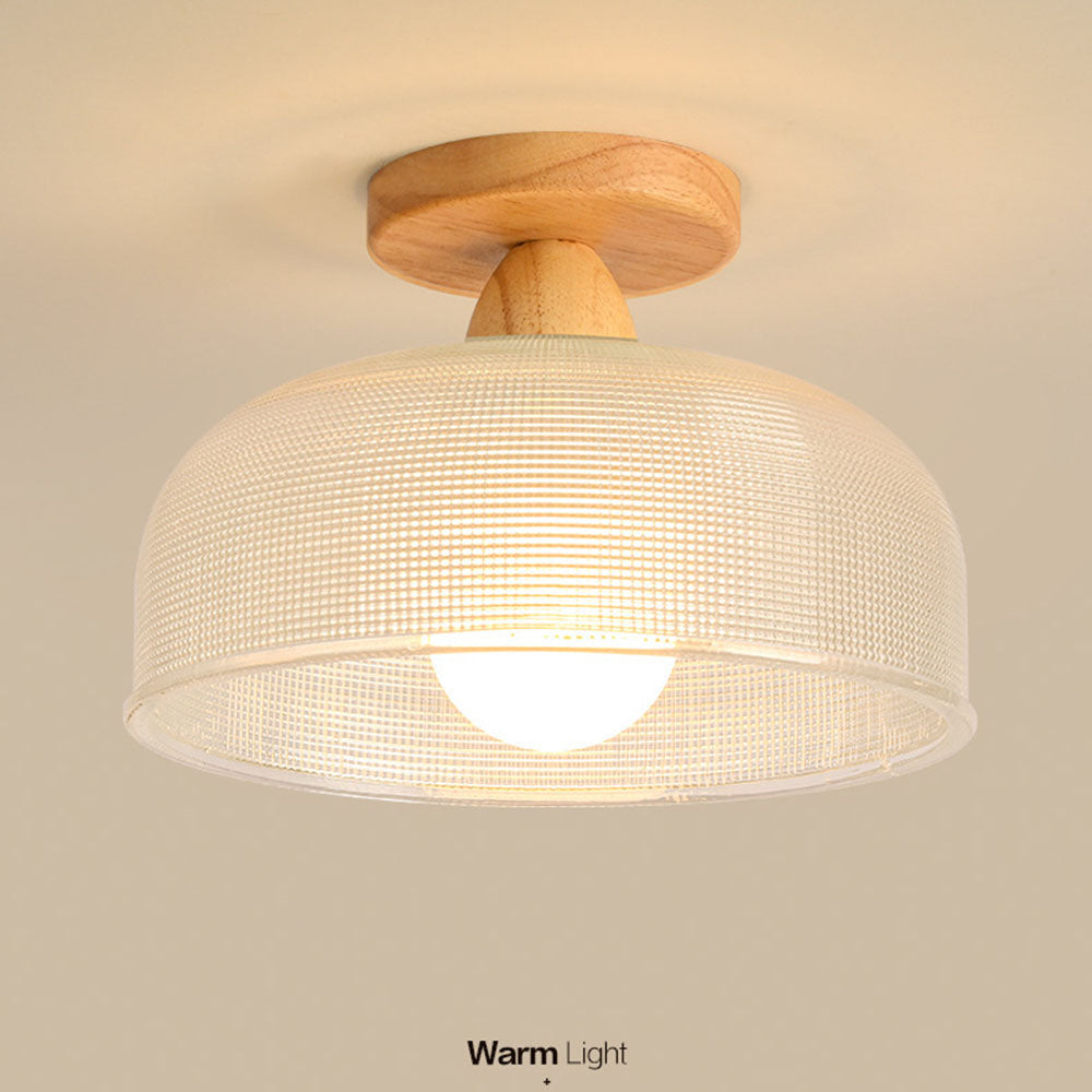Vintage Solid Wood Glass Ceiling Lamp - Cueteks