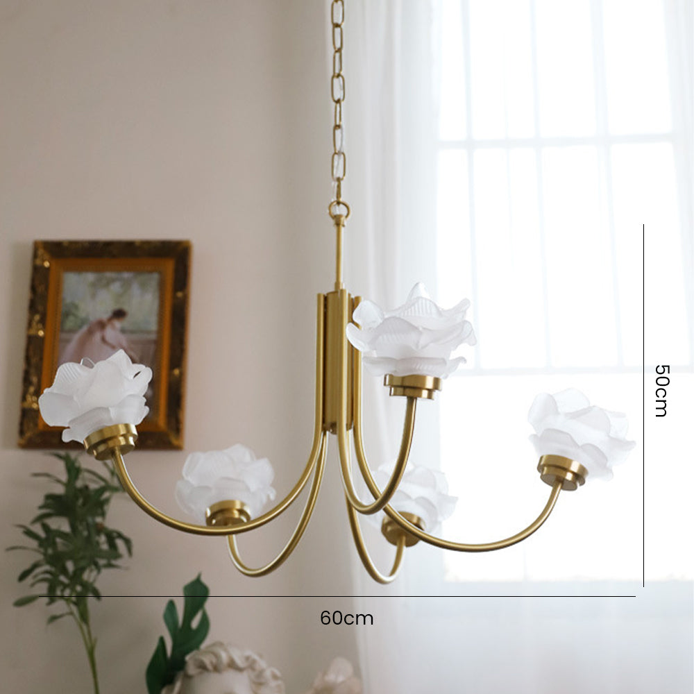 3 Heads French Simple Chandelier Vintage Rose Flower Glass Chandeliers - Cueteks