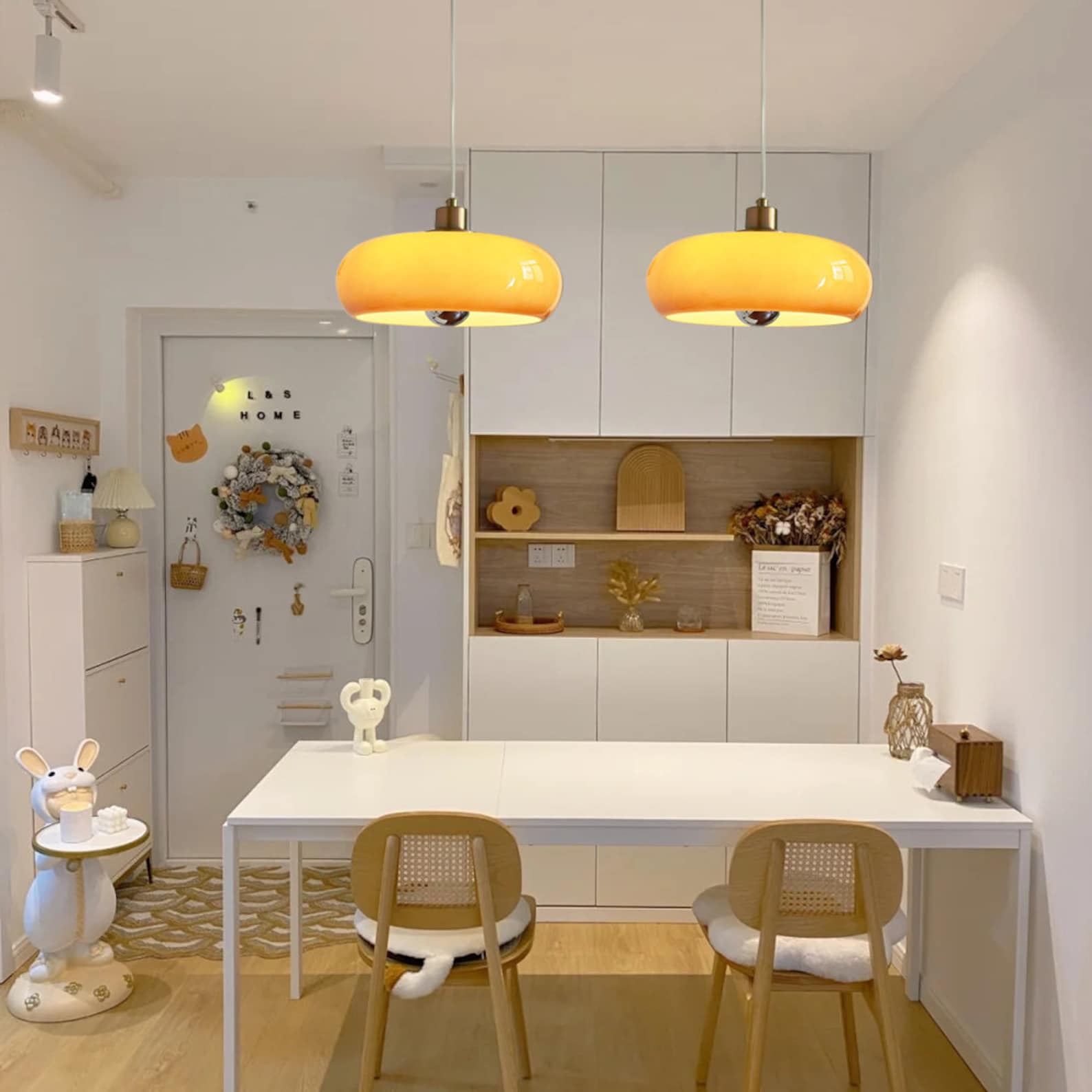Vintage Bauhaus Round Glass Pendant Light - Cueteks