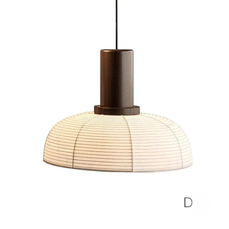 Pendant labelled D with a single pale ribbed dome below a tall dark cylinder