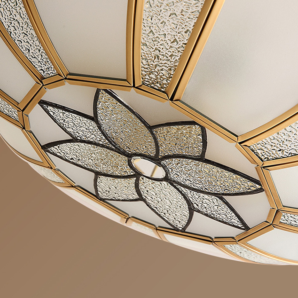 Scalloped Brass Chain Ceiling Light Fixture - Cueteks