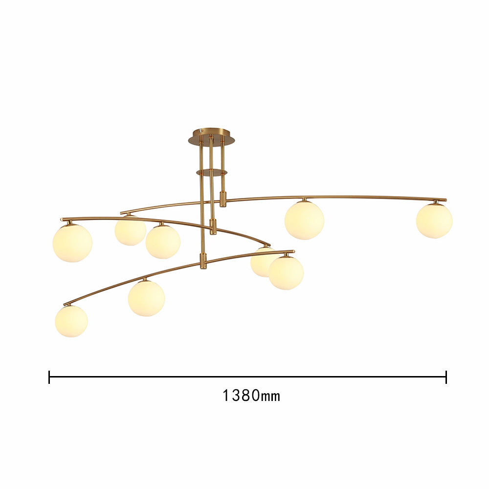 Modern Nordic Glass Ball Semi Flush Chandelier - Cueteks