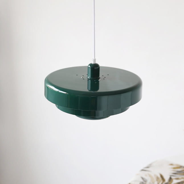 Mid-century Single Head Medieval Iron Round Pendant Light - Cueteks