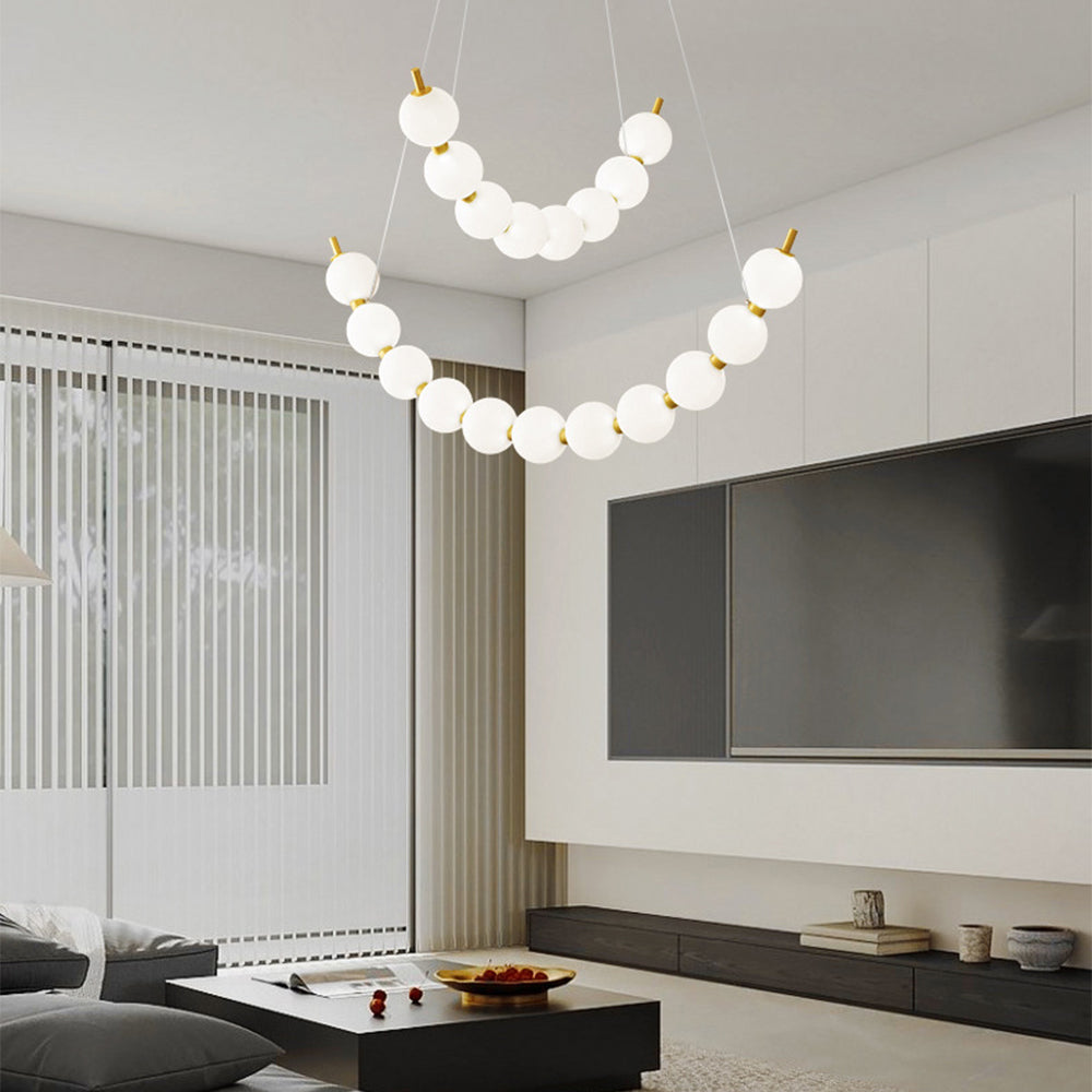 Unique Pearl Design White Ball LED Necklace Chandelier - Cueteks