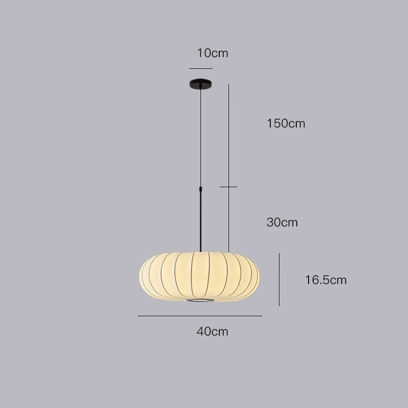 Wabi-Sabi White Fabric Drum Pendant Light - Cueteks
