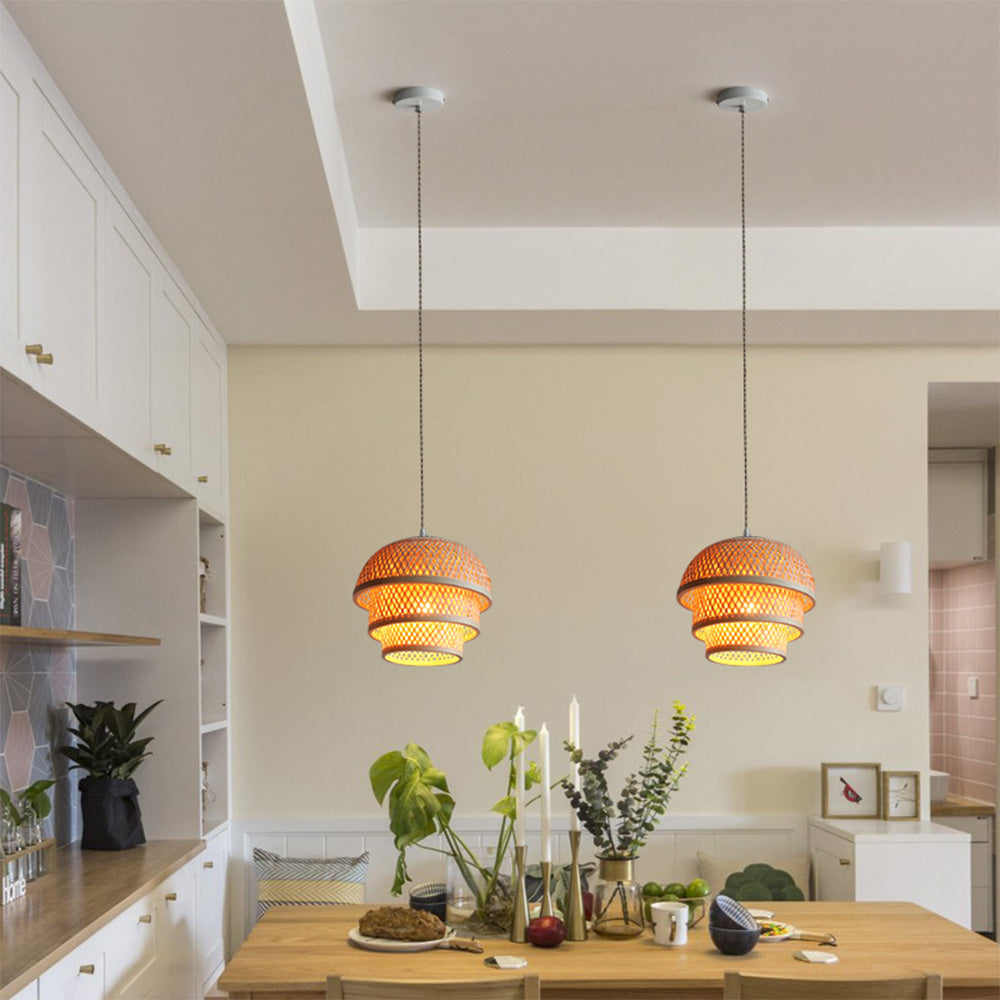 Bamboo Natural Basket Island Pendant Light - Cueteks