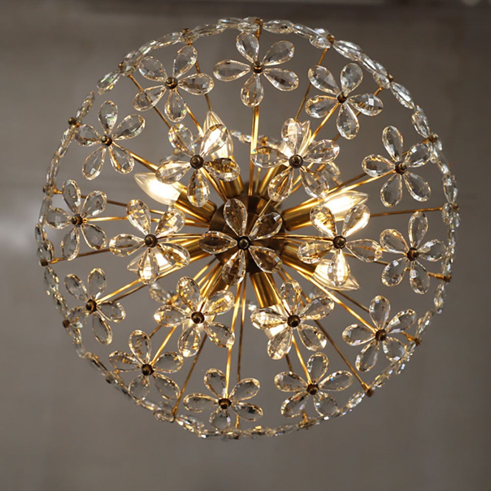 Luxury Crystal Bouquet Brass Chandeliers - Cueteks