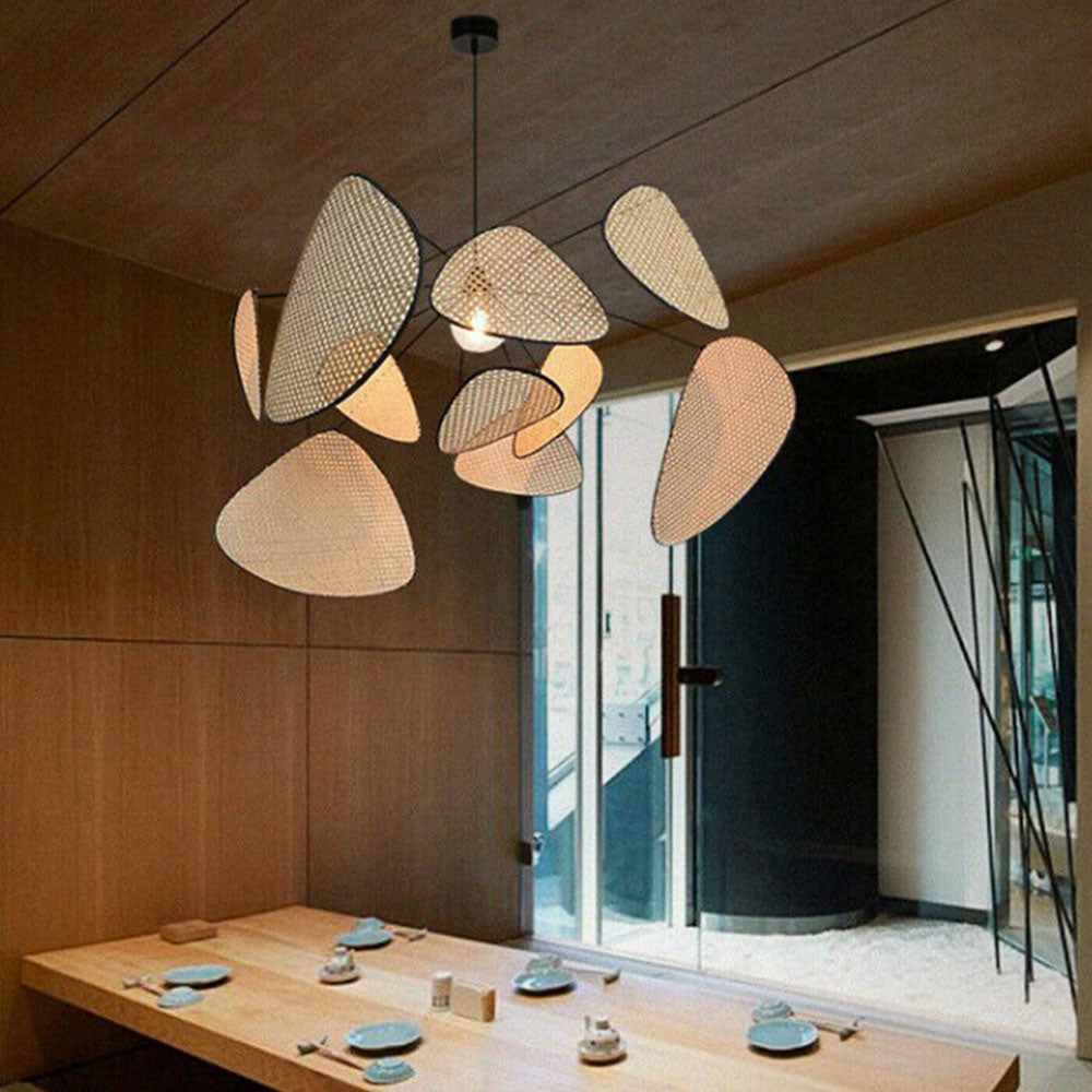 Modern Irregular Shape Rattan Kitchen Pendant Light - Cueteks