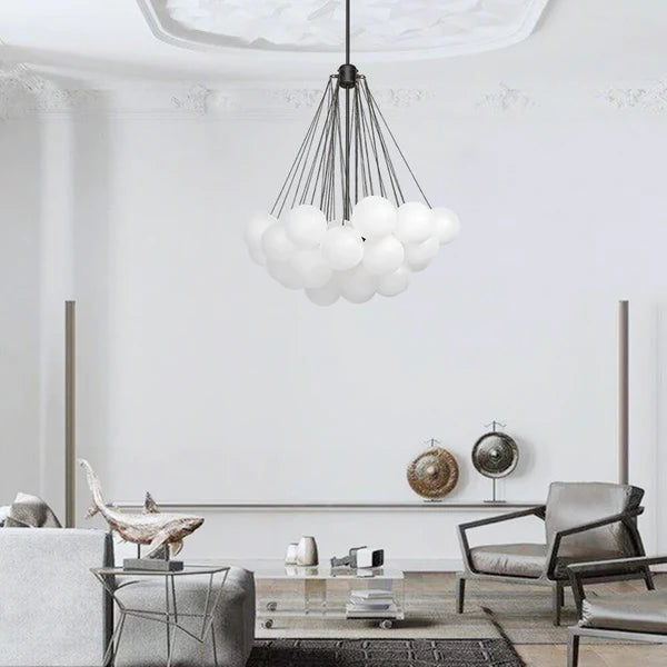 Bubble Chandelier Nordic Frosted Glass Ball Chandelier for Dining Room - Cueteks