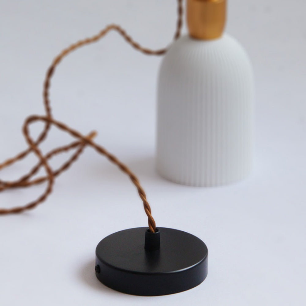 Retro Pleated Ceramic Brass Cocoon Pendant Lamp - Cueteks