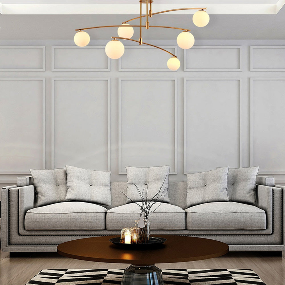 Modern Nordic Glass Ball Semi Flush Chandelier - Cueteks