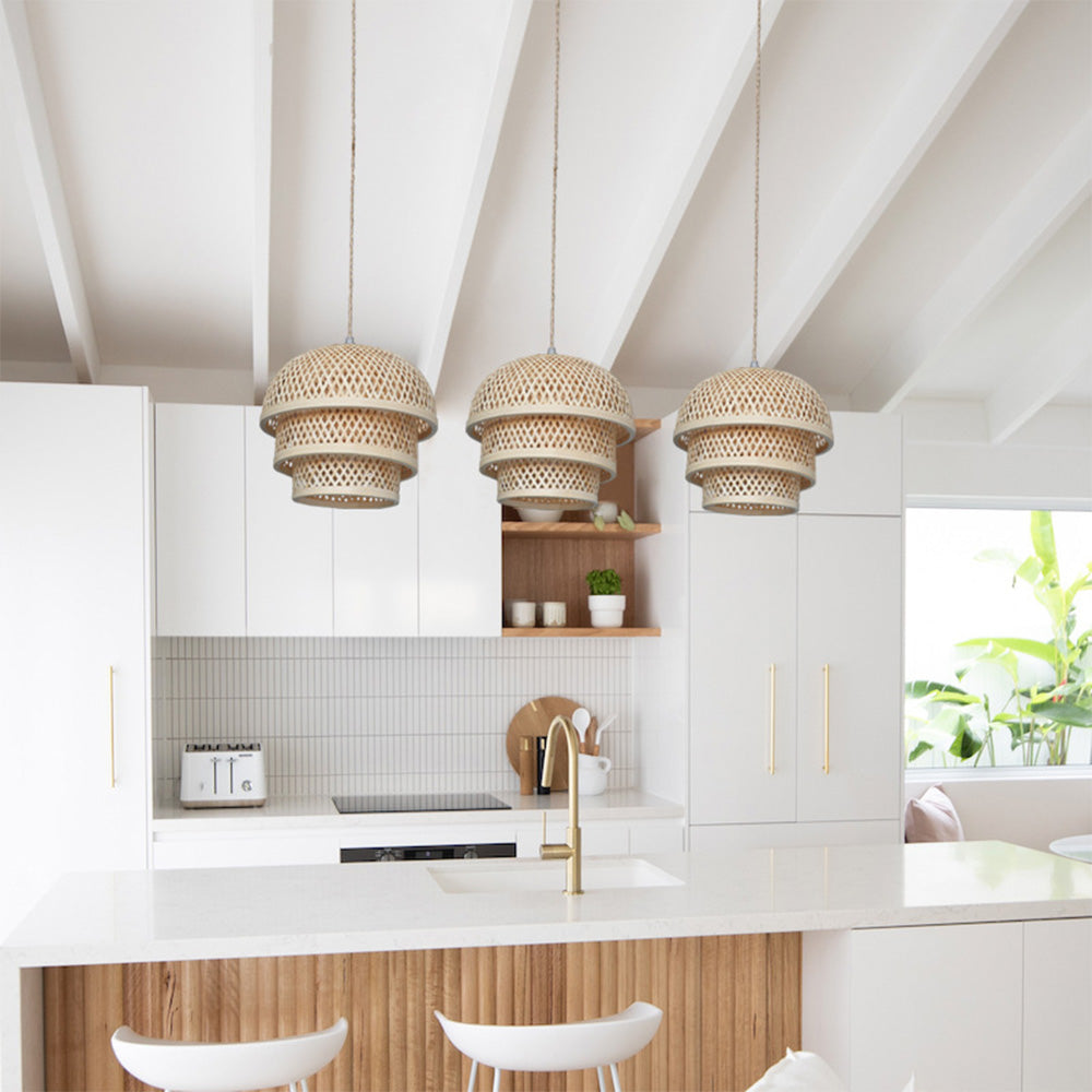 Bamboo Natural Basket Island Pendant Light - Cueteks