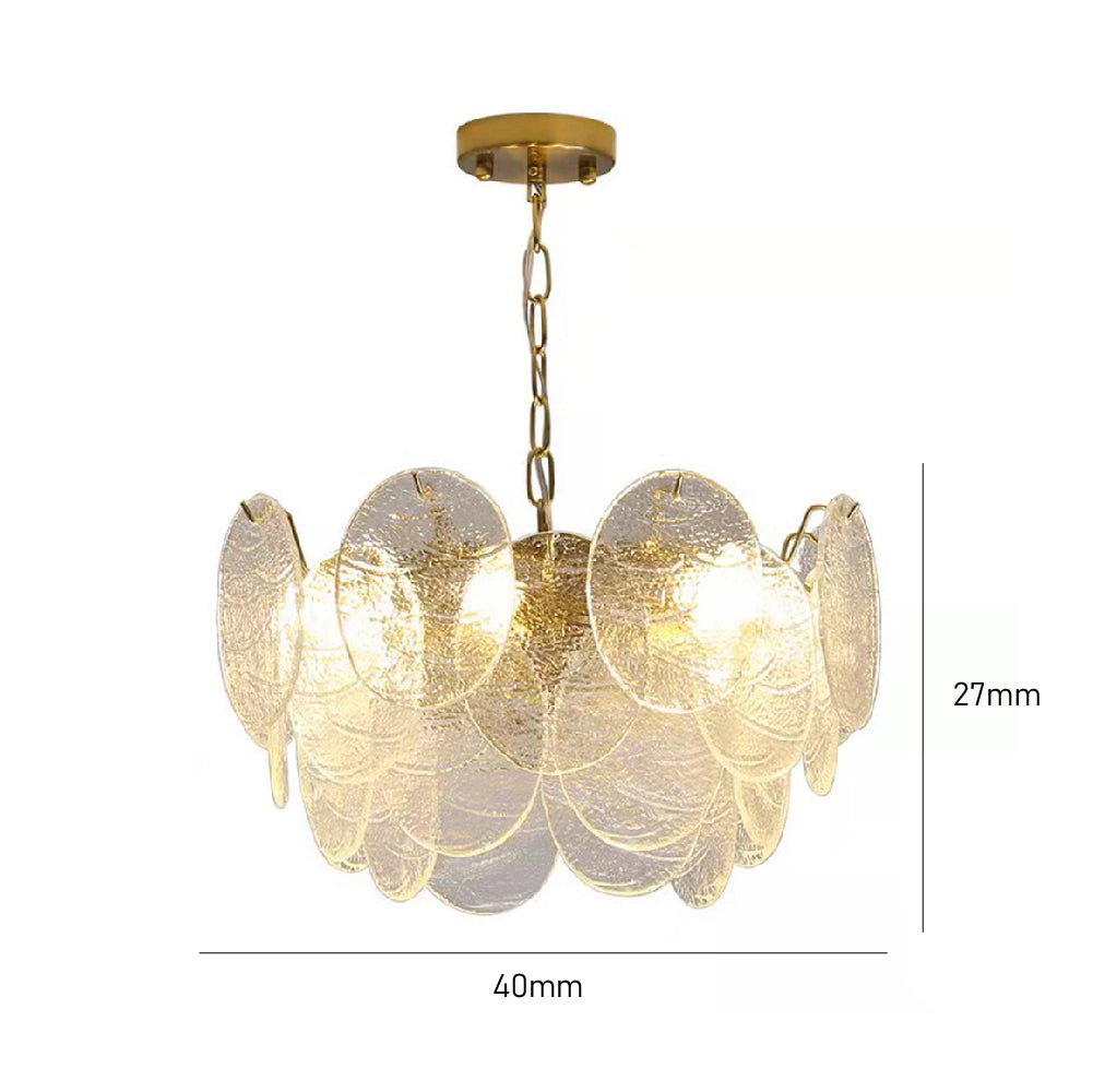 Glass Disc Pendant Light Large Ice Glass Chandelier - Cueteks