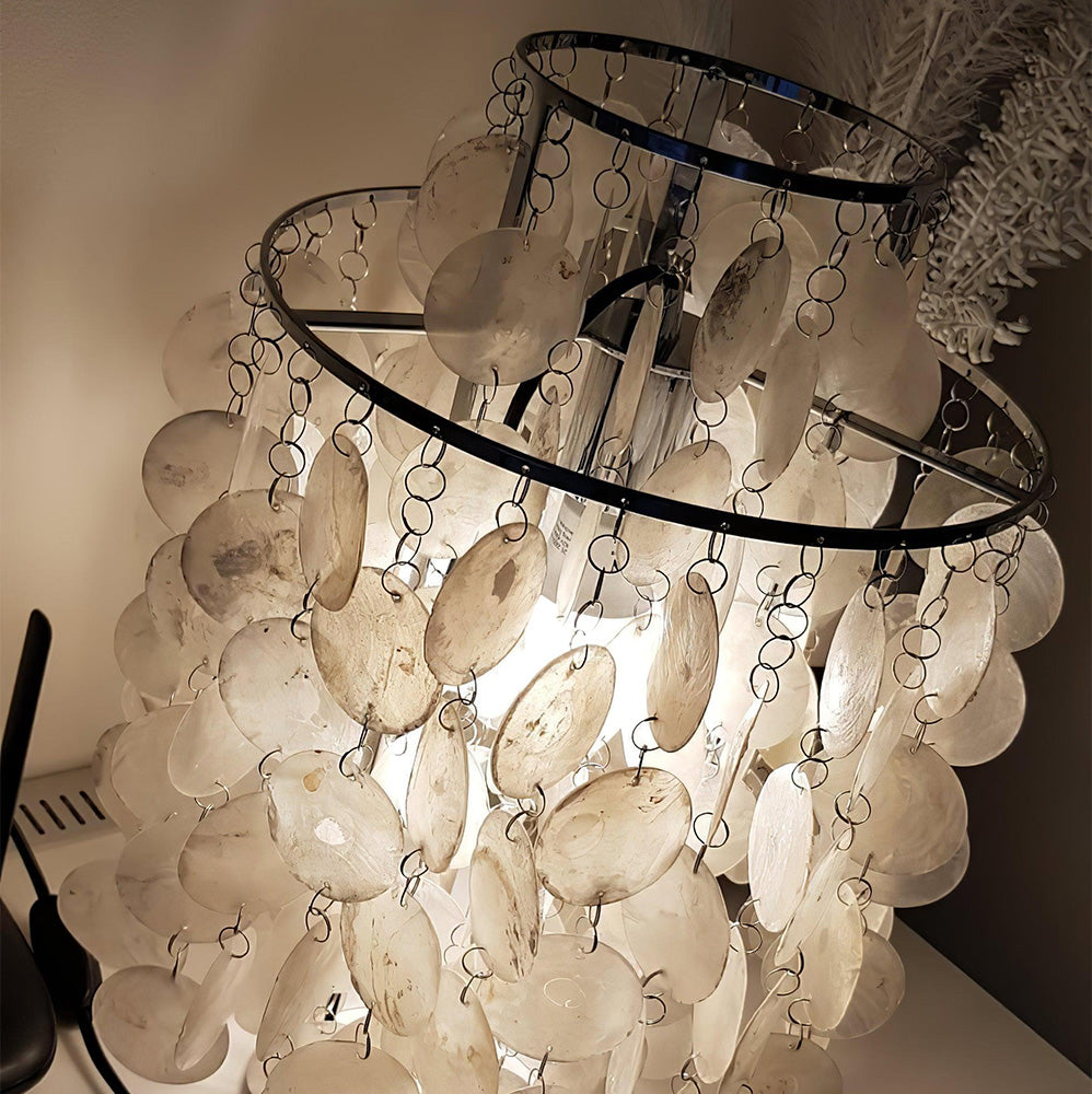 Danish Seashell Pearl Wind Chimes Decorative Table Lamp - Cueteks
