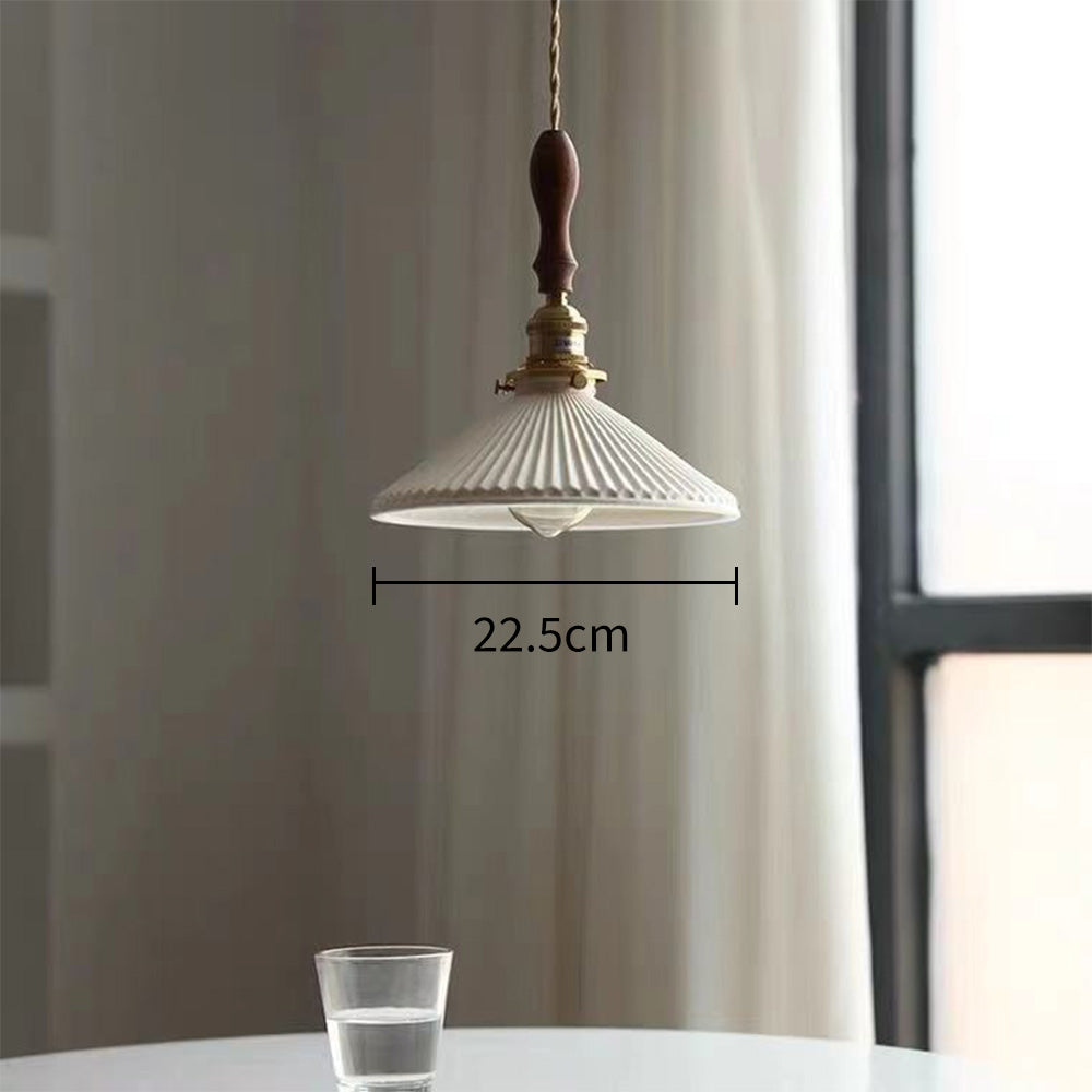 Modern Ceramics Retro Pleated Pendant Light For Living Room - Cueteks