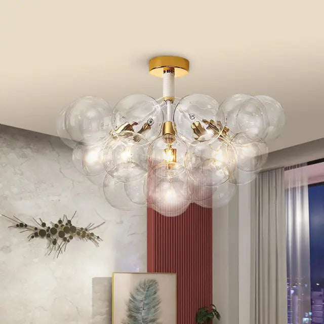 Modern Semi Flush Mount Ceiling Light Glass Bubble  Chandelier - Cueteks