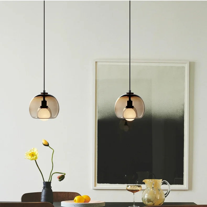 Handblown Stained Glass Orb Pendant Light Lampshade - Cueteks