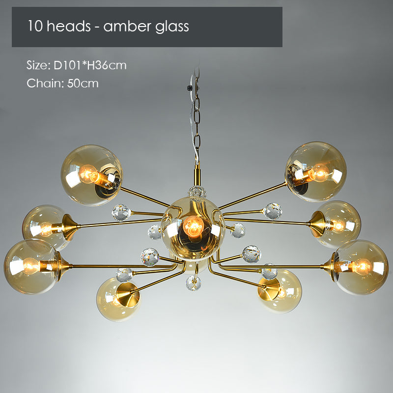 Gold Glass Modern LED chandelier - Cueteks