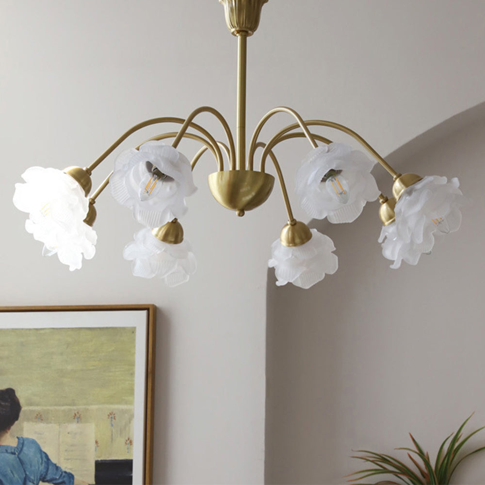Modern French Retro Copper White Chandelier - Cueteks