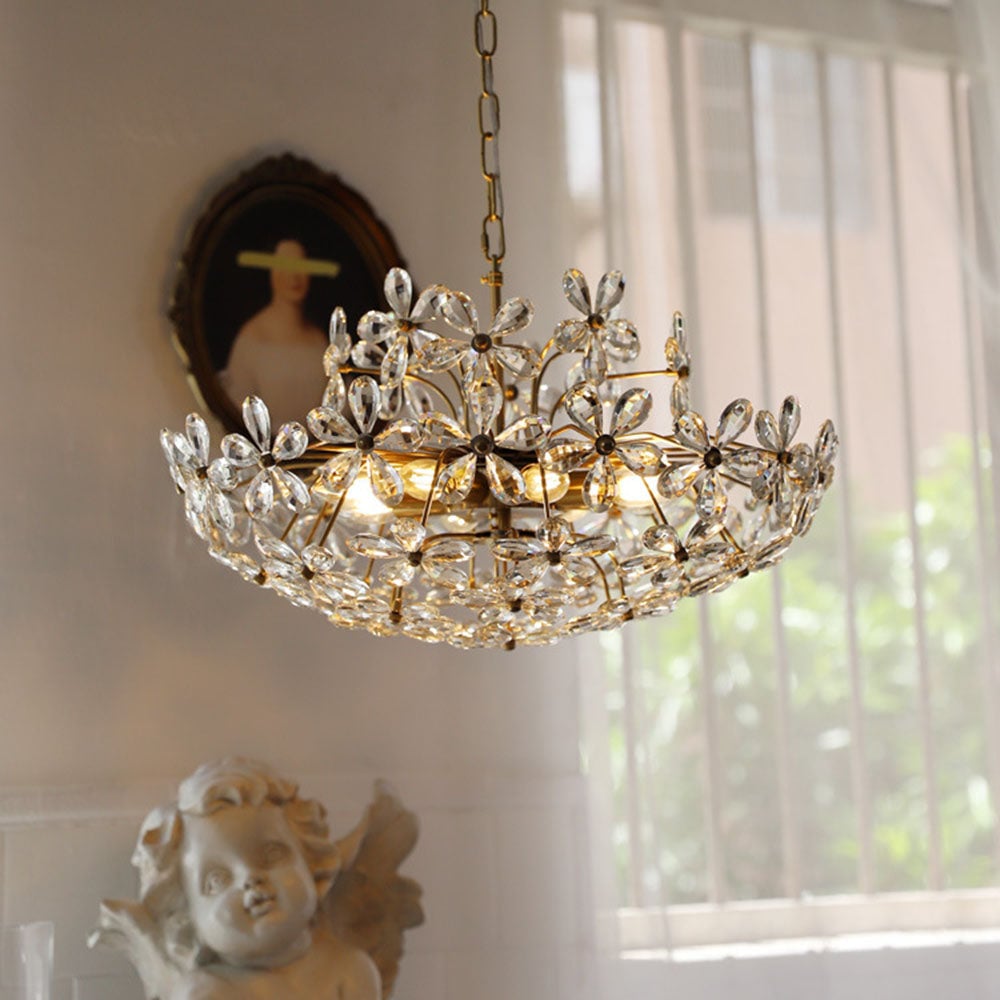 Luxury Crystal Bouquet Brass Chandeliers - Cueteks