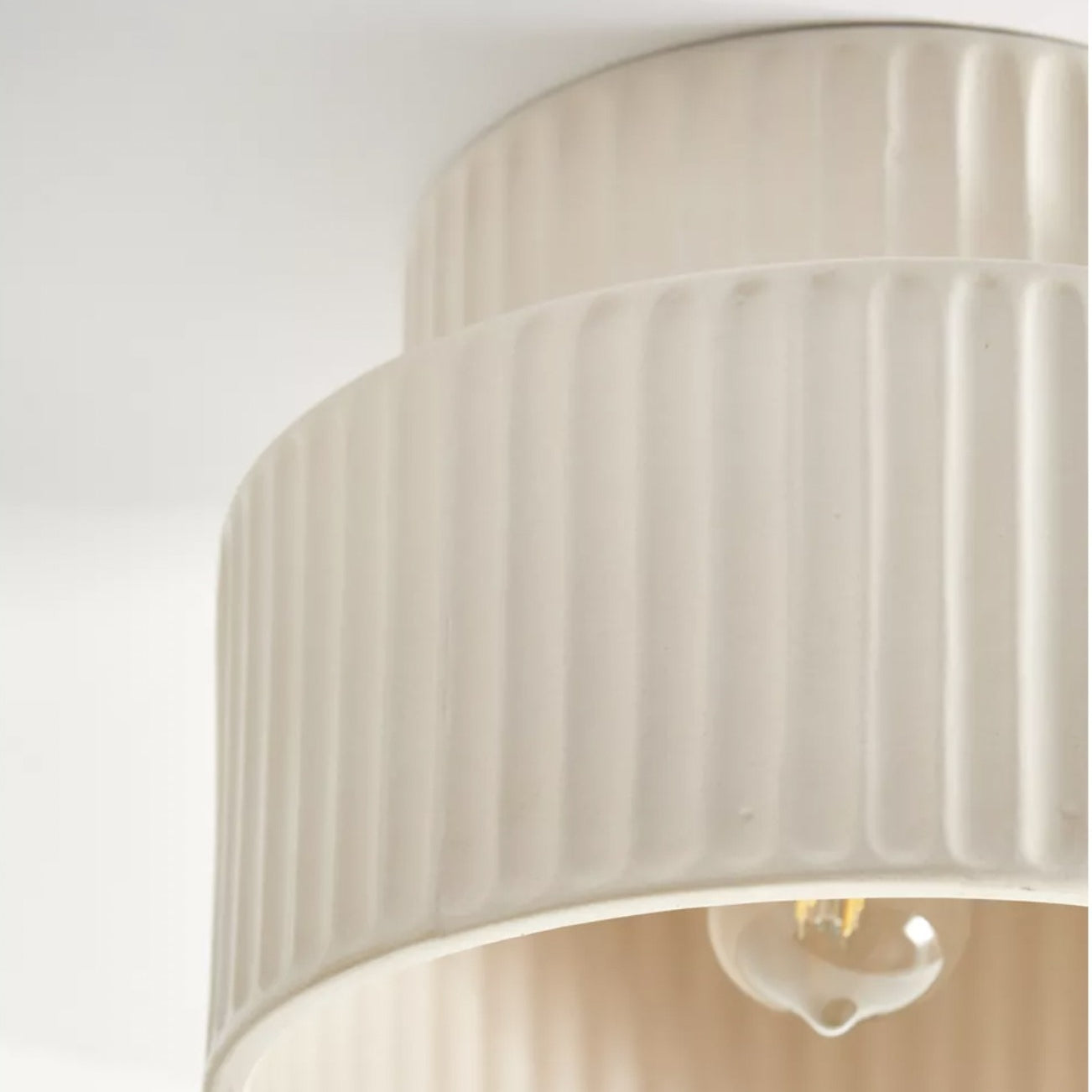 Vintage Cream Style Drum Semi Flush Mount Ceiling Lamp - Cueteks