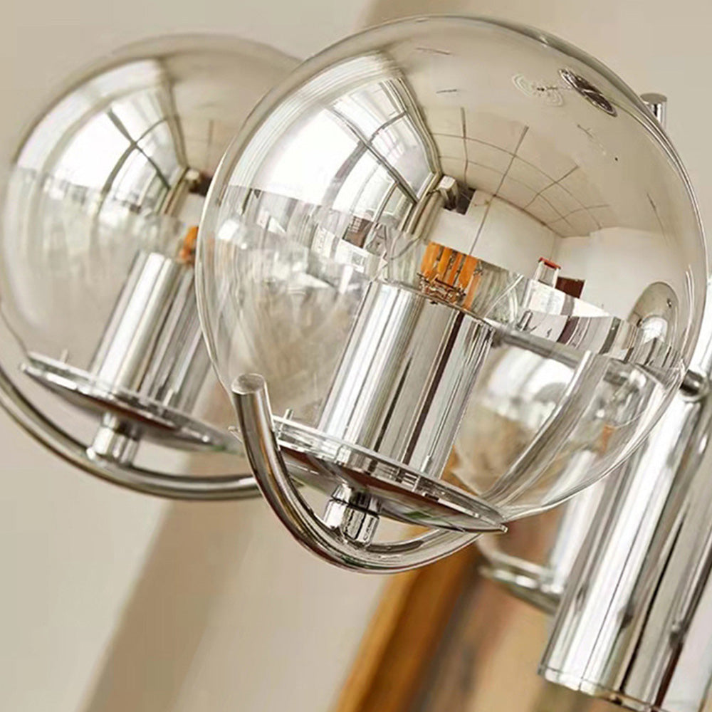 Modern Silver Glass Space Ball Chandelier - Cueteks