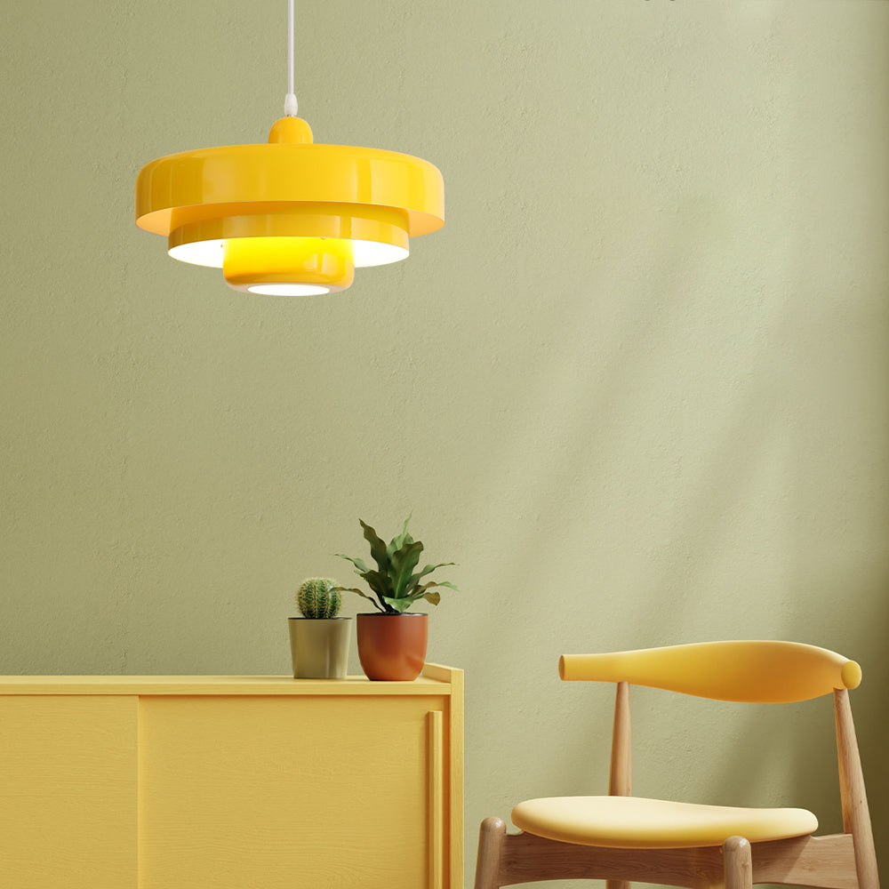 Mid-century Single Head Medieval Iron Round Pendant Light - Cueteks
