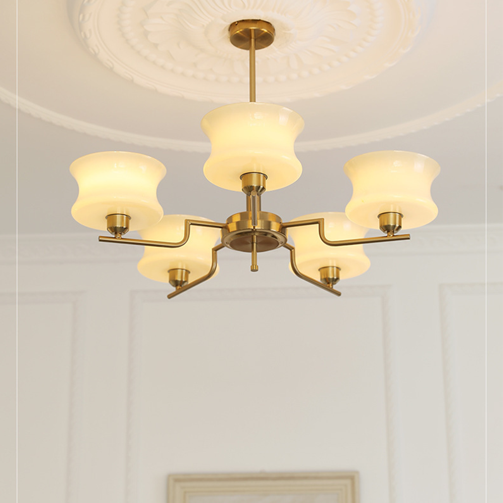 Nordic Belue Brass Glass Chandelier For Dining Room - Cueteks