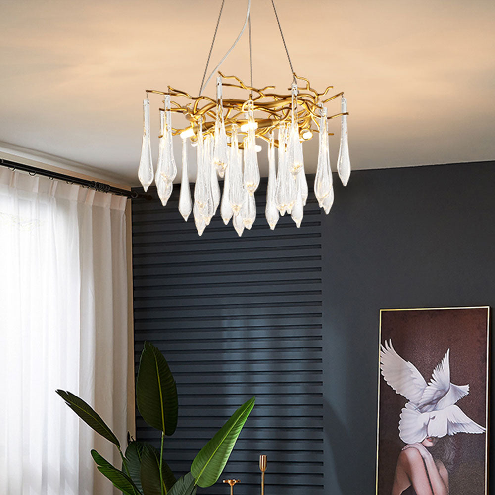 Modern Glass Teardrop Tiered Chandelier - Cueteks
