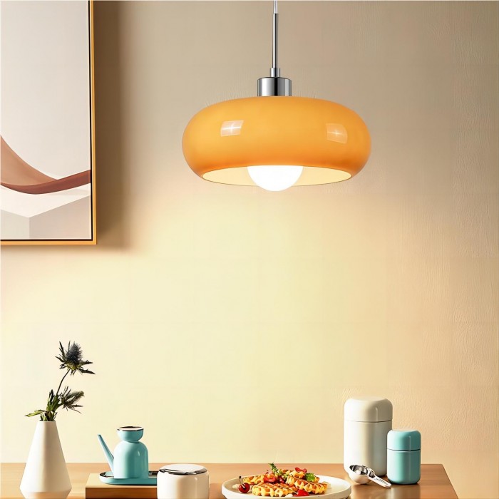 Nordic Retro Bauhaus Round Glass Pendant Light - Cueteks