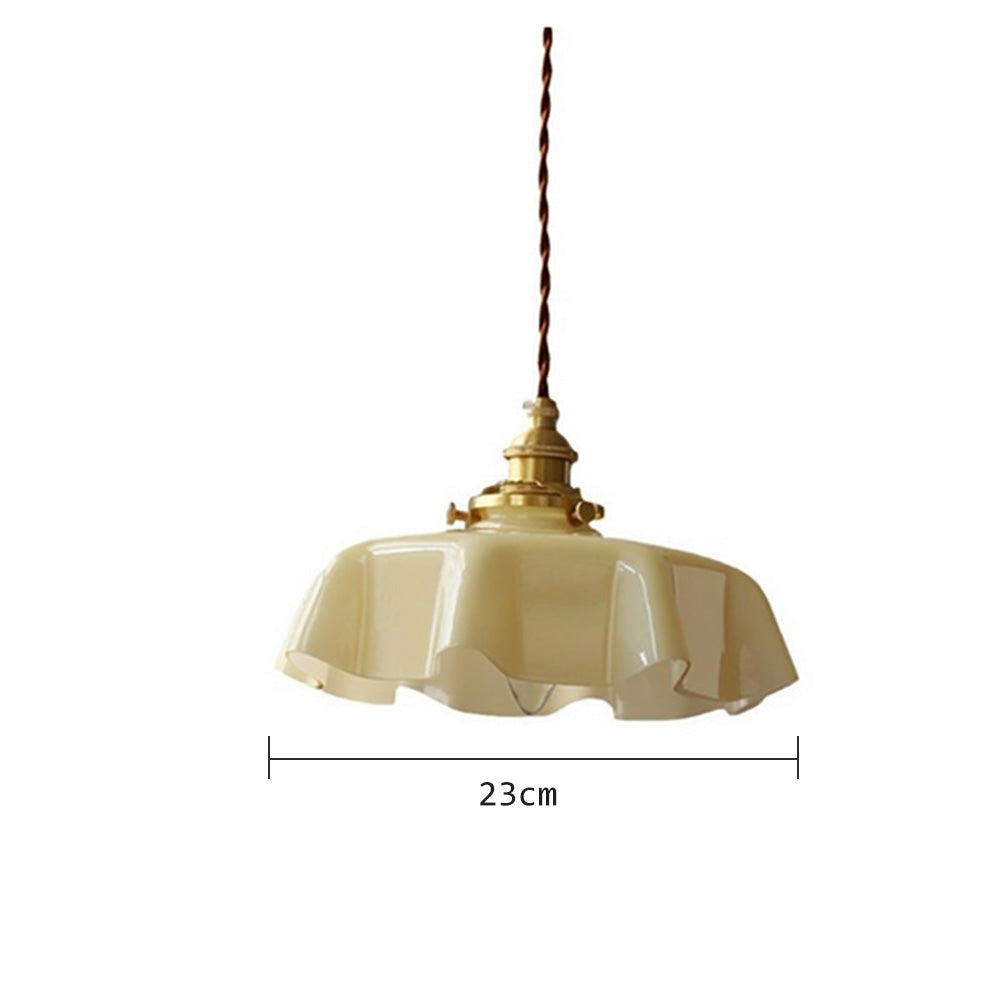 Modern Romantic Small Glass Ribbon Edge Pendant Light For Living Room - Cueteks