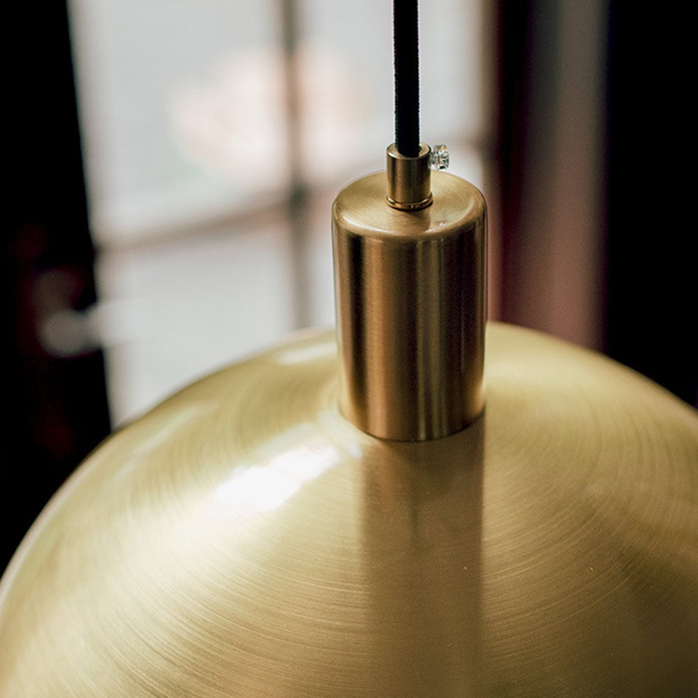 Mid-Century Modern Brass Dome Hanging Pendant Light - Cueteks