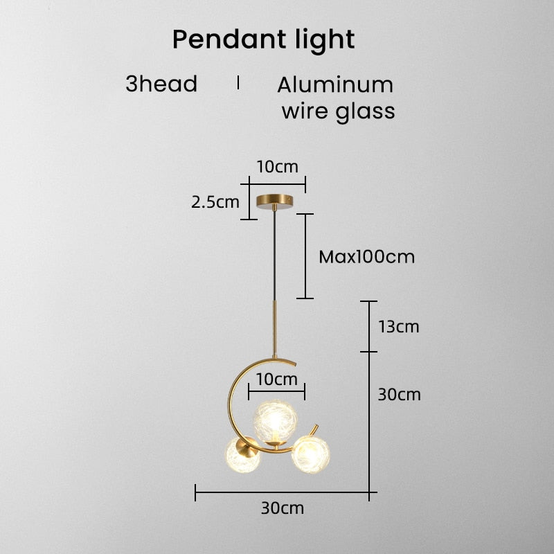 Glaskugel Deckenleuchte Goldene Lampen - Cueteks