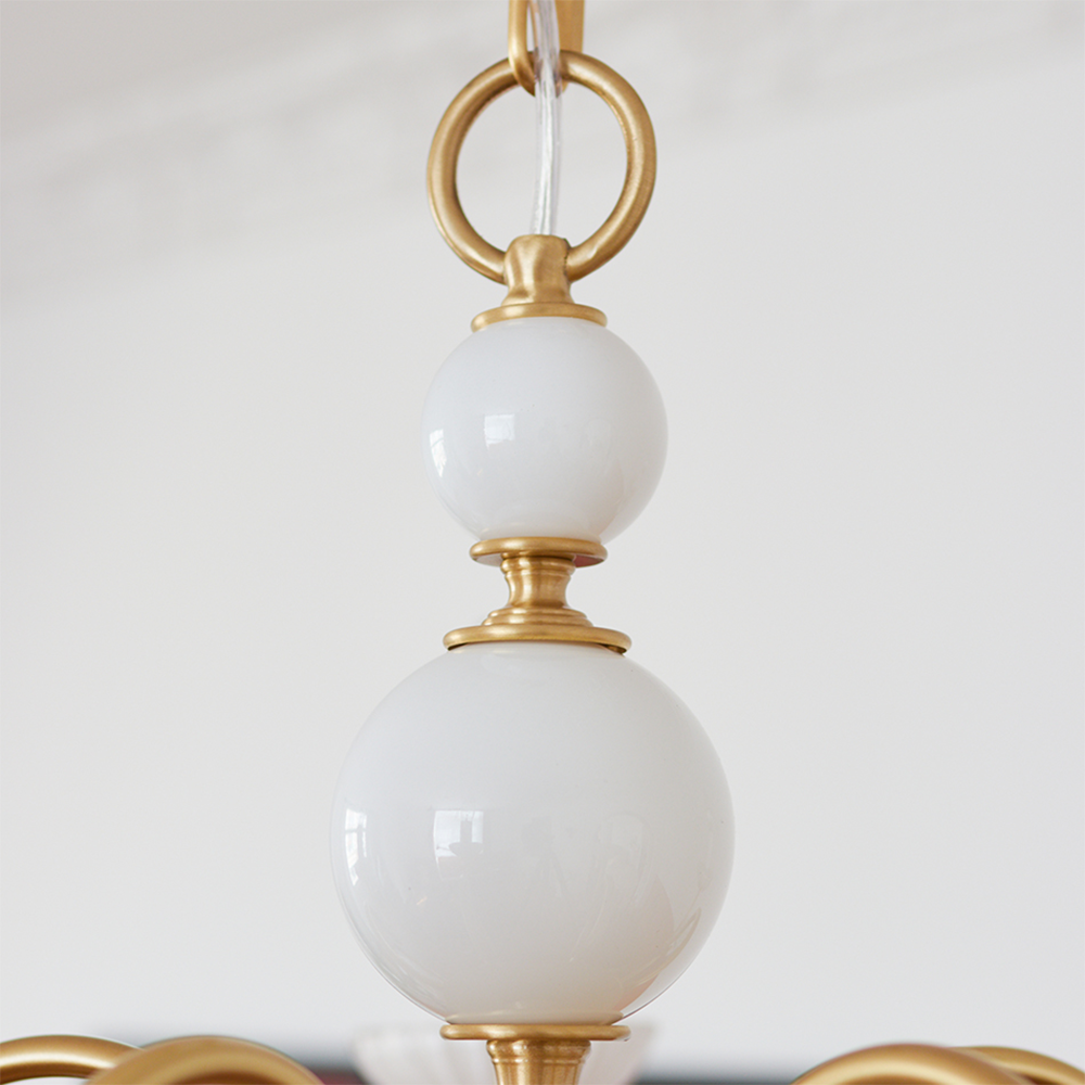 Vintage Metal Chandelier Lamp Cream Glass Chandelier - Cueteks