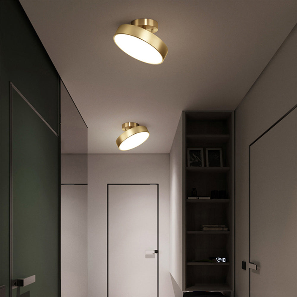Simple Led Copper Semi Flush Mount Ceiling Light - Cueteks