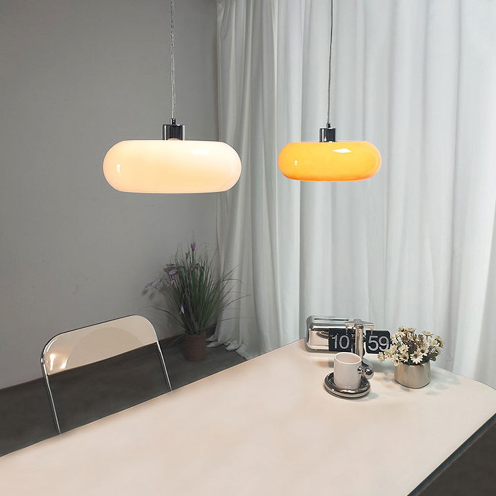 Vintage Bauhaus Round Glass Pendant Light - Cueteks