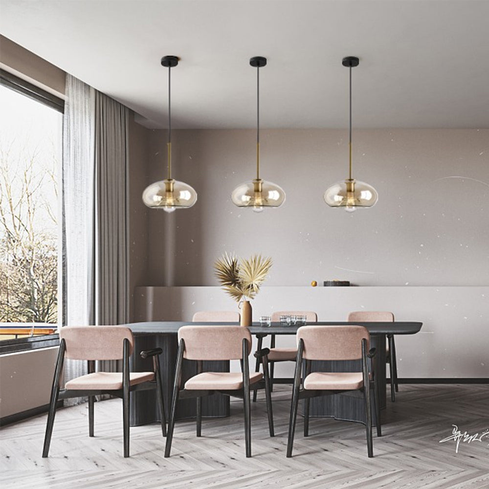 Industrial Amber Glass Pendant Light - Cueteks