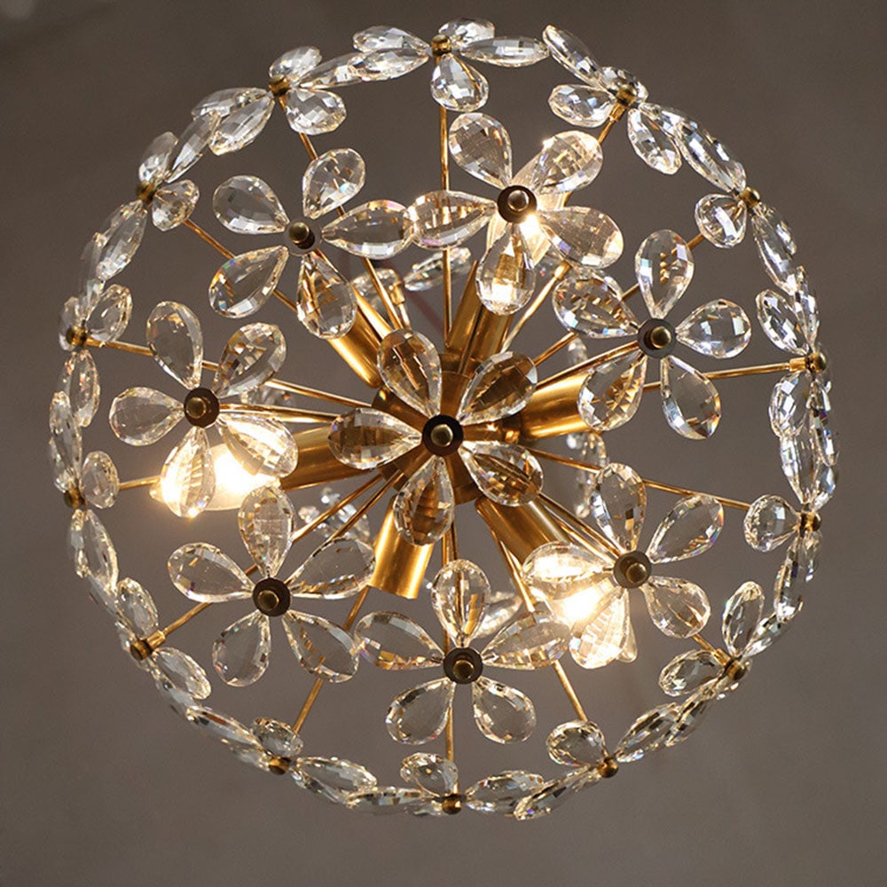 Luxury Crystal Bouquet Brass Chandeliers - Cueteks