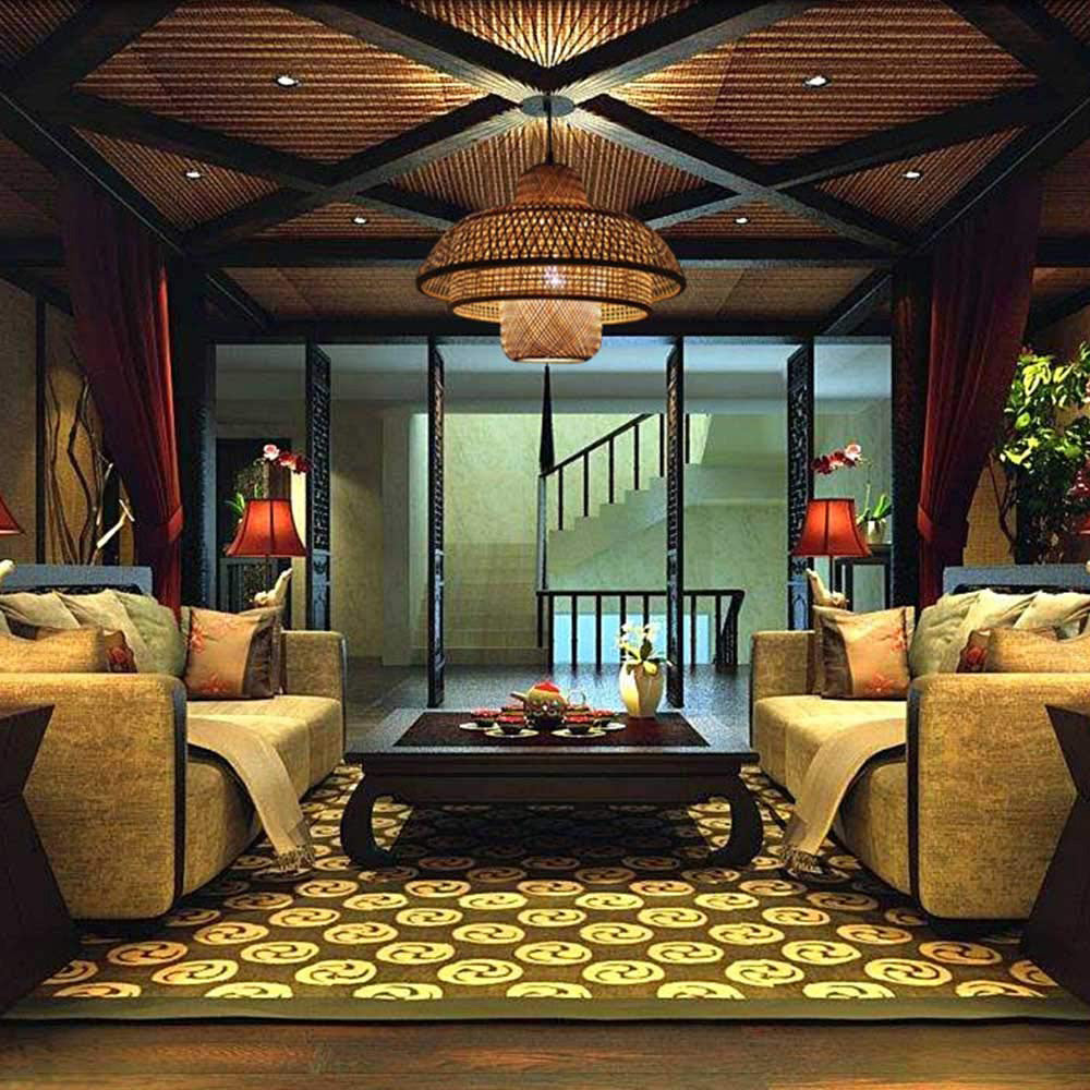 Modern Rattan Dome Latern Pendant Light For Living Room - Cueteks