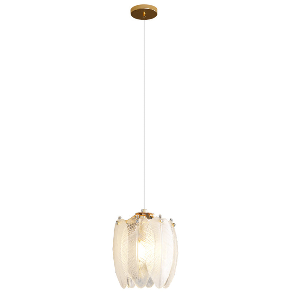 French Style Feather Glass Pendant Light - Cueteks