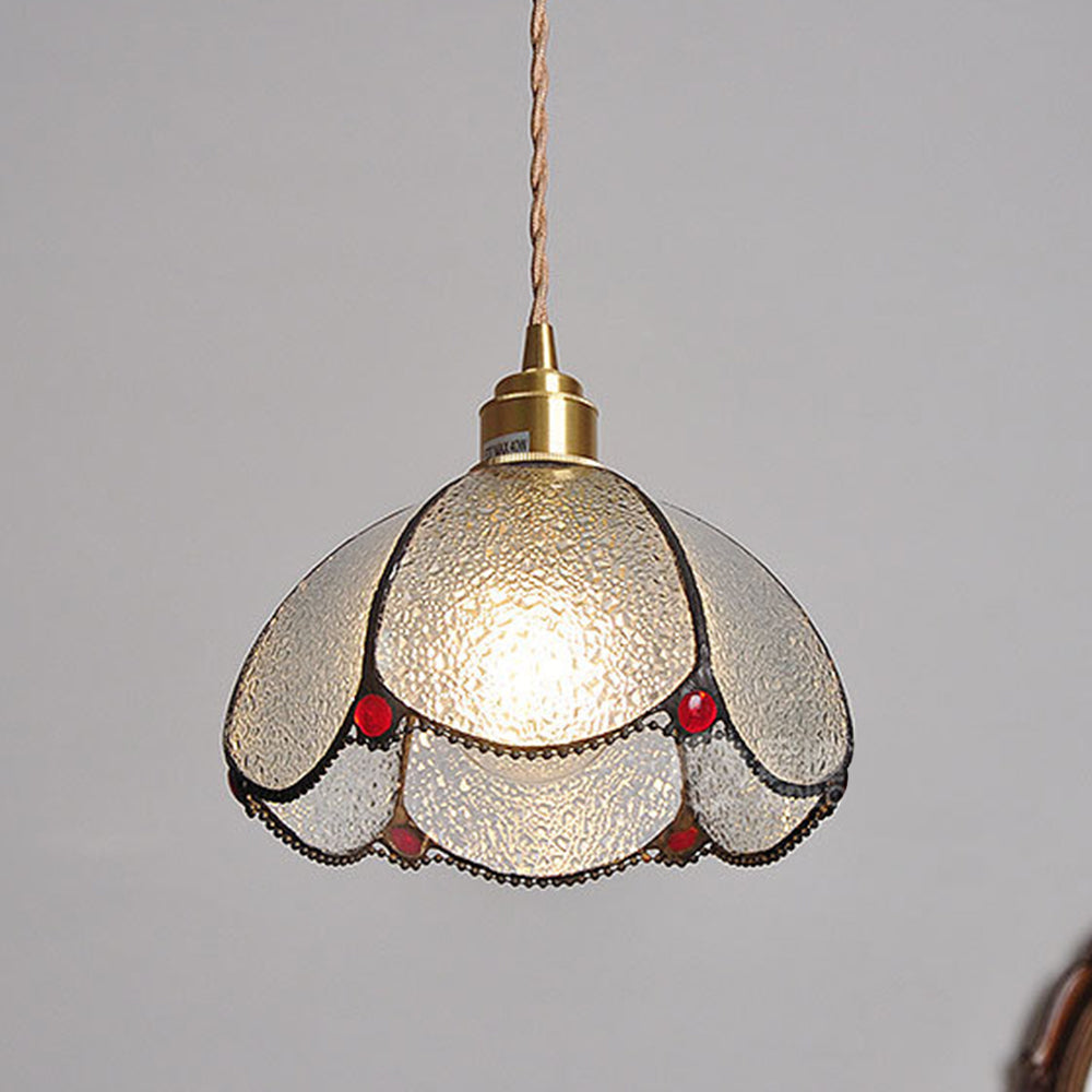 Vintage Stained Glass Dome Tiffany Pendant Light - Cueteks