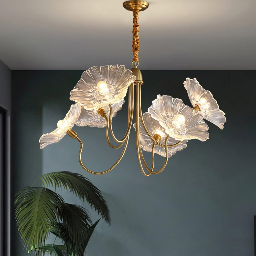 Modern Lotus Leaf Glass Living Room Chandelier - Cueteks